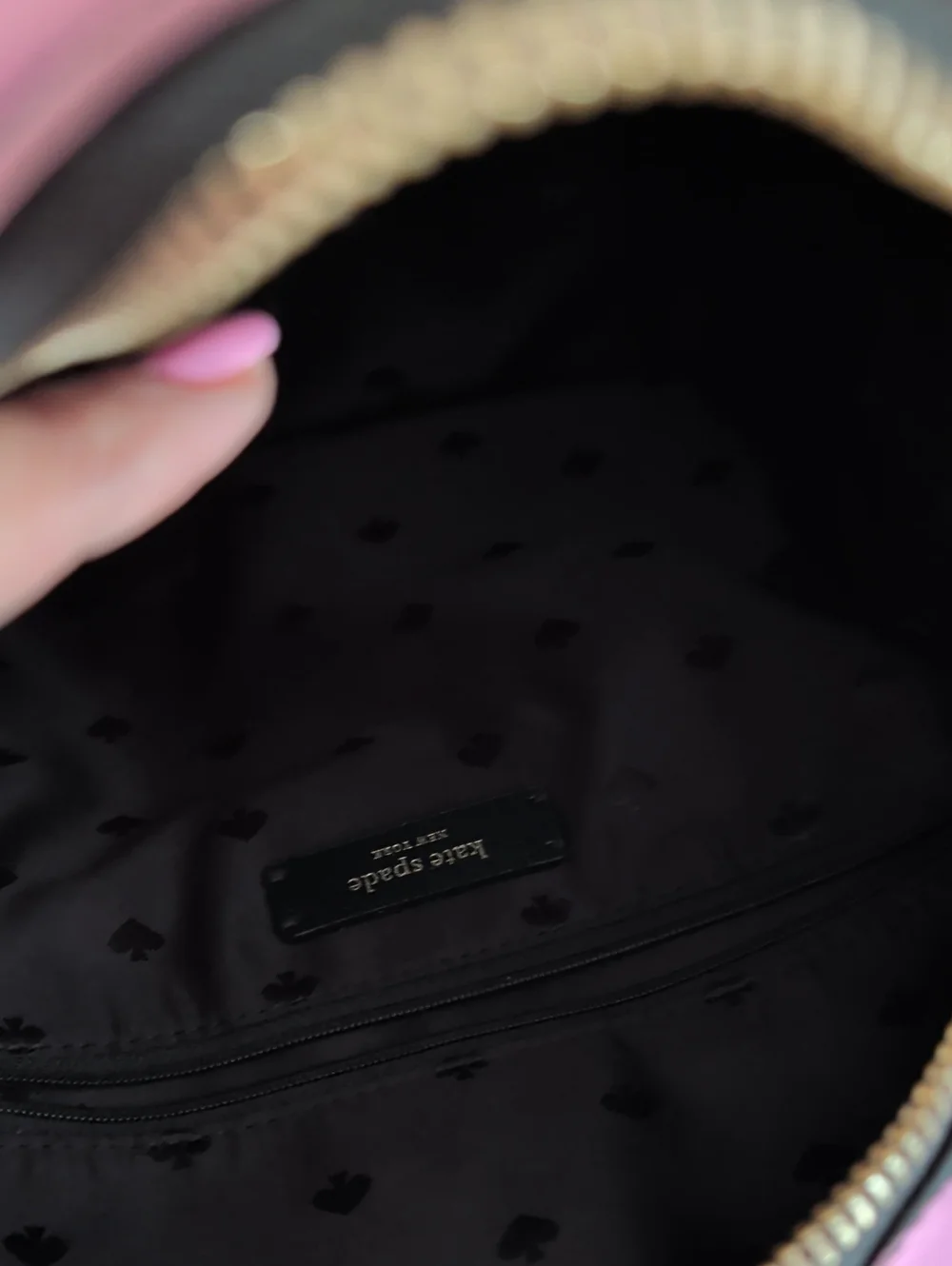 kate spade Dawn Grand Flora Medium Black Backpack with Pink Floral Accents